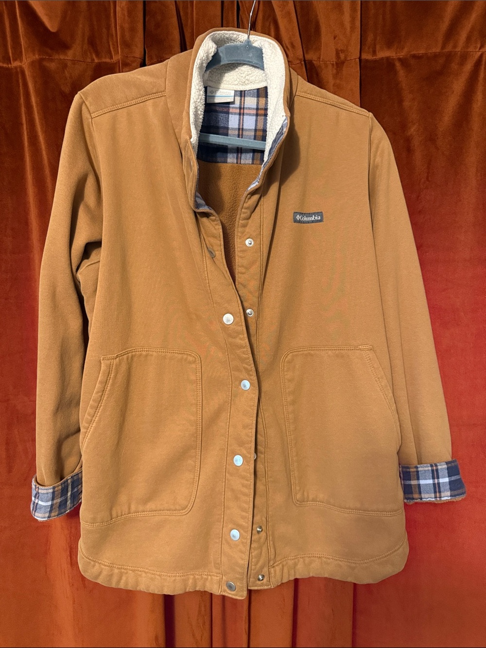 Columbia Tan Button-Down Fleece-Lined Shirt Jacket